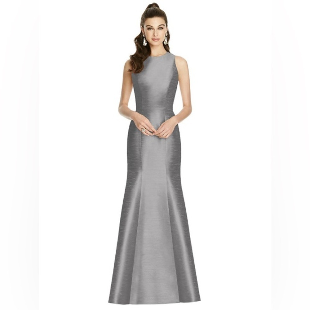 Alfred Sung Dupioni Bow-Back Trumpet Gown‎ D734 Quarry